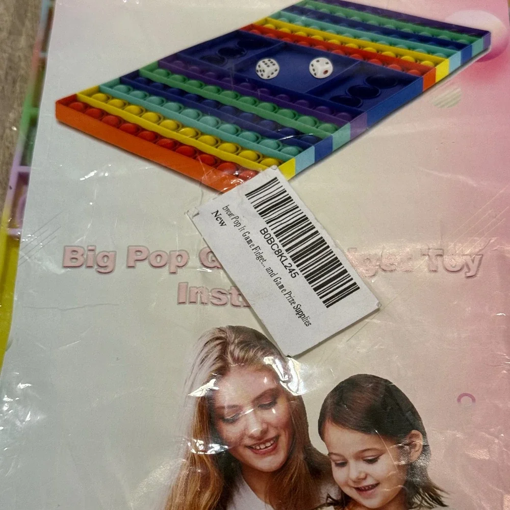 Big Pop It Fidget Game Board Toy‎ Multi Colors Dice Included Stress Relief Fun
